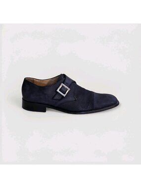 Moreschi for Russell & Bromley Shoes US 9.5 Navy Suede Single Monk Strap Italy